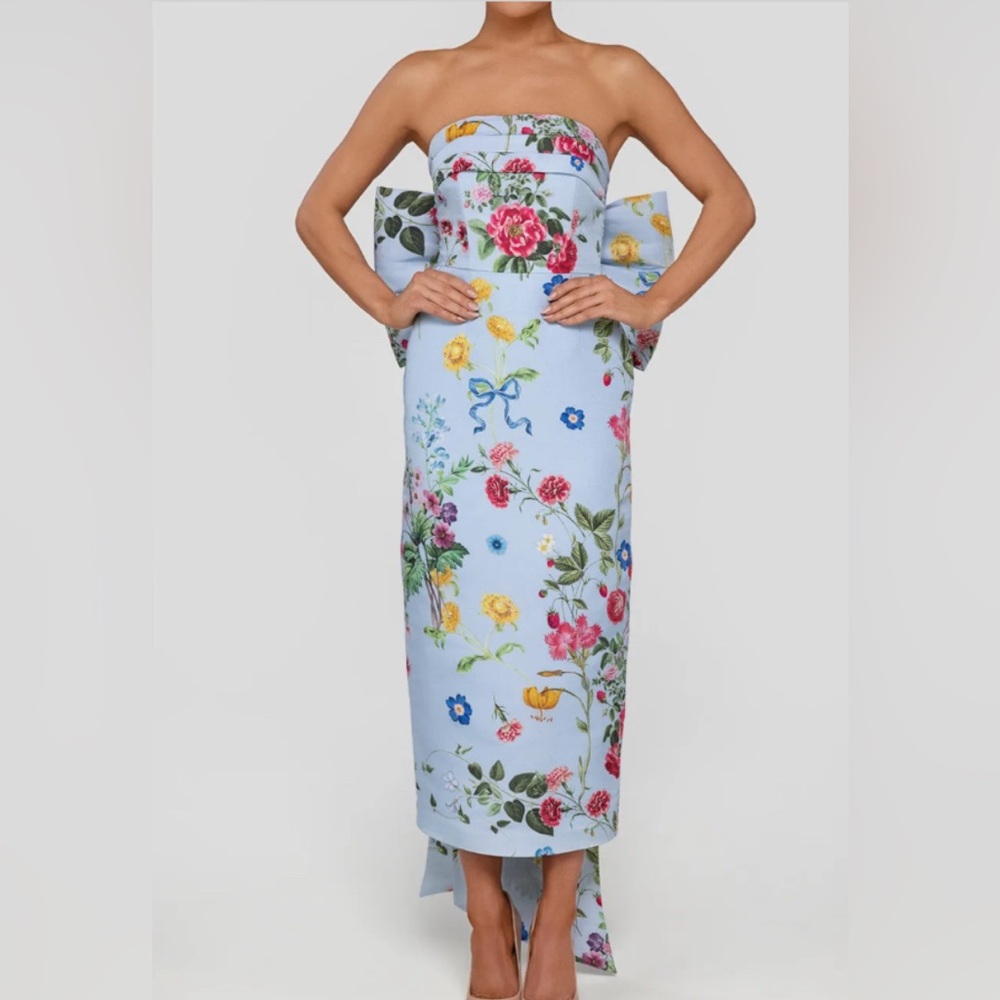 Floral Strapless Dress with detachable bow